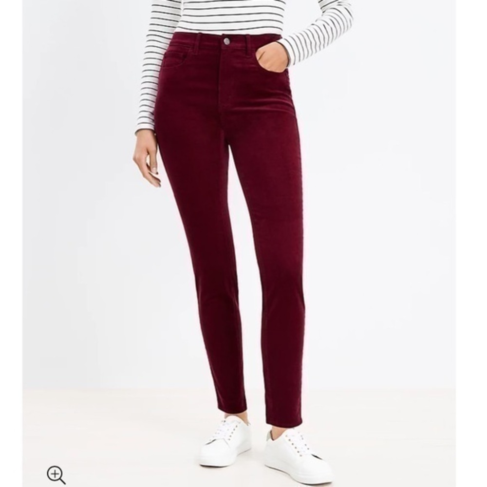 NWT Loft Maroon Fresh Syrah Corduroy Skinny Petite Pants 18 34